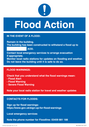 Flood Action Notice - Remain in building - with space for entry of level Above Ordinance Datum that the building is constructed to withstand a flood. Text: 